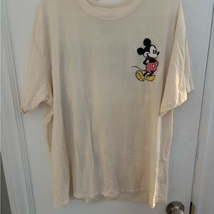 Disney Cream Embroidered Mickey Mouse Tee XXL